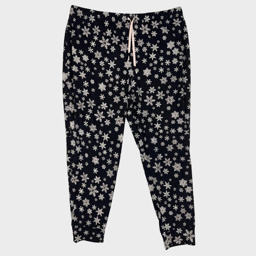 Cuddl Duds Womens 3X Black White Snowflake Pants Polyester Spandex